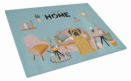 Sweet Home Dog Print Glass Cutting Board Large (Dog Breed: Mastiff)