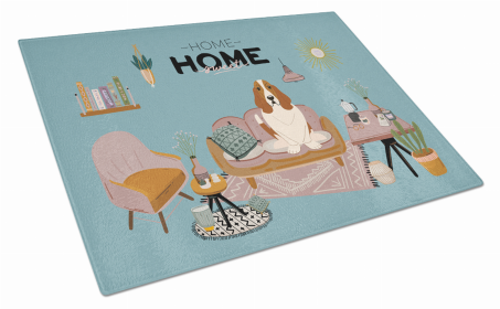 Sweet Home Dog Print Glass Cutting Board Large (Dog Breed: Basset Hound)