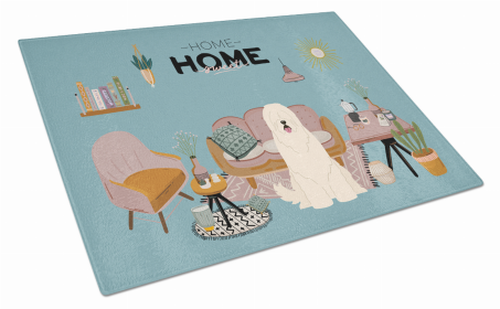 Sweet Home Dog Print Glass Cutting Board Large (Dog Breed: South Russian Sheepdog)
