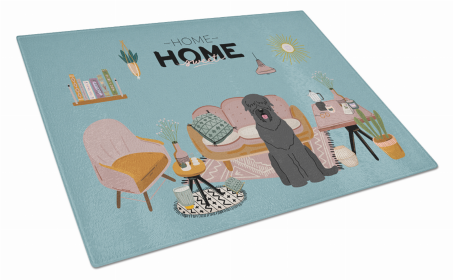 Sweet Home Dog Print Glass Cutting Board Large (Dog Breed: Black Russian Terrier)