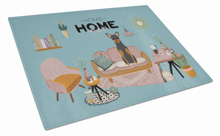 Sweet Home Dog Print Glass Cutting Board Large (Dog Breed: Manchester Terrier)