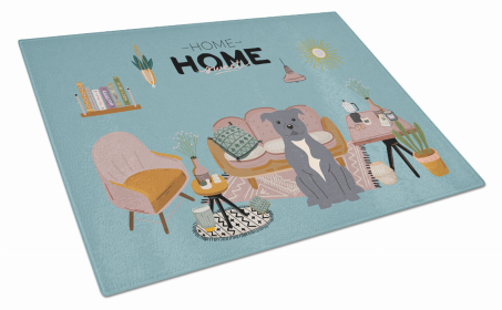 Sweet Home Dog Print Glass Cutting Board Large (Dog Breed: Blue Staffordshire Bull Terrier)
