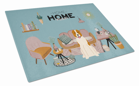 Sweet Home Dog Print Glass Cutting Board Large (Dog Breed: Central Asian Shepherd Dog)
