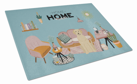 Sweet Home Dog Print Glass Cutting Board Large (Dog Breed: Yellow Labrador)