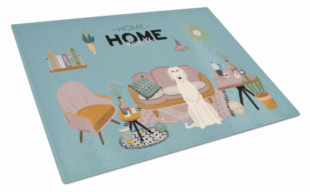 Sweet Home Dog Print Glass Cutting Board Large (Dog Breed: Irish Wolfhound)