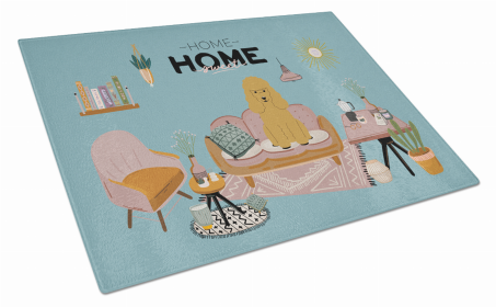 Sweet Home Dog Print Glass Cutting Board Large (Dog Breed: Tan Poodle)