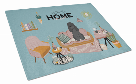 Sweet Home Dog Print Glass Cutting Board Large (Dog Breed: Black Poodle)