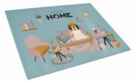 Sweet Home Dog Print Glass Cutting Board Large (Dog Breed: Petit Basset Griffon Vendeen)