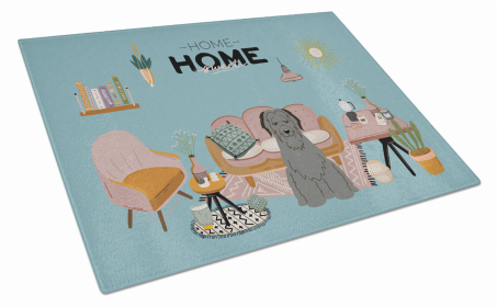 Sweet Home Dog Print Glass Cutting Board Large (Dog Breed: Black Briard)