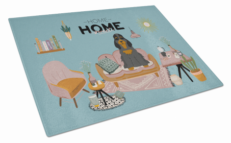 Sweet Home Dog Print Glass Cutting Board Large (Dog Breed: Black Tan Cocker Spaniel)