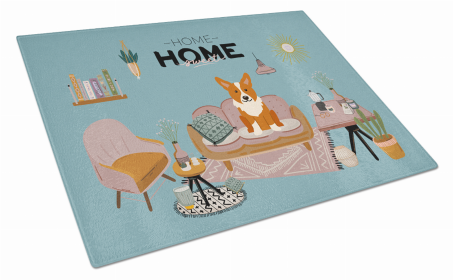 Sweet Home Dog Print Glass Cutting Board Large (Dog Breed: Corgi)