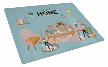 Sweet Home Dog Print Glass Cutting Board Large (Dog Breed: Tan Pekingese)