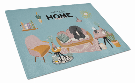 Sweet Home Dog Print Glass Cutting Board Large (Dog Breed: Black Pekingese)