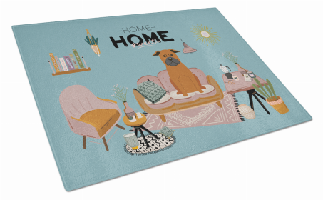 Sweet Home Dog Print Glass Cutting Board Large (Dog Breed: Chinese Chongqing Dog)