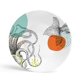 Marine Deep Sea Melamine Plate / Set of 4 (size: Dinner Plate-9.8")