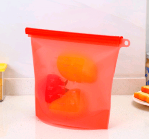Silicone fresh-keeping bag vacuum sealed bag food storage bag refrigerator food fruit storage bag (Option: Red-4000ml)