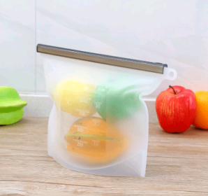 Silicone fresh-keeping bag vacuum sealed bag food storage bag refrigerator food fruit storage bag (Option: White-4000ml)