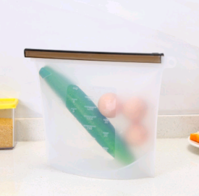 Silicone fresh-keeping bag vacuum sealed bag food storage bag refrigerator food fruit storage bag (Option: White-1500ml)