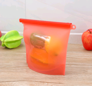 Silicone fresh-keeping bag vacuum sealed bag food storage bag refrigerator food fruit storage bag (Option: Red-1000ml)