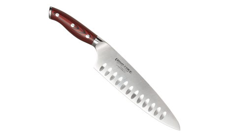 Crimson  Chef knife - Red G10 Handle w/ Kullens (size: 8")