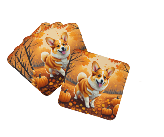 Corgi Fall Foam Coasters (Color: 194030785348)