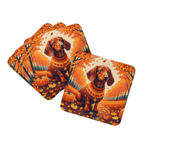 Dachshund Fall Foam Coasters (Color: 194030785379)