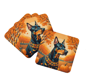 Doberman Pinscher Fall Foam Coasters (Color: 194030785386)