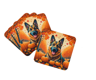 German Shepherd Fall Foam Coasters (Color: 194030785423)