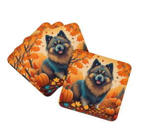 Keeshond Fall Foam Coasters (Color: 194030785478)
