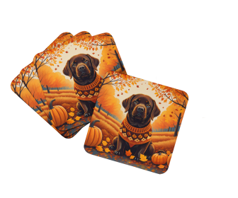 Chocolate Labrador Retriever Fall Foam Coasters (Color: 194030785492)
