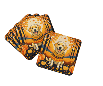 Yellow Labrador Retriever Fall Foam Coasters (Color: 194030785508)