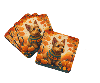 Norwich Terrier Fall Foam Coasters (Color: 194030785553)