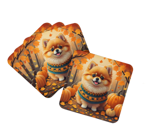 Pomeranian Fall Foam Coasters (Color: 194030785560)