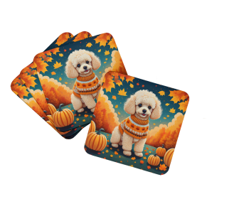 Poodle Fall Foam Coasters (Color: 194030785577)