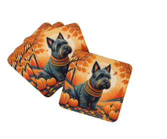 Scottish Terrier Fall Foam Coasters (Color: 194030785638)