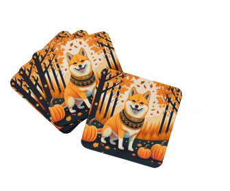 Shiba Inu Fall Foam Coasters (Color: 194030785669)