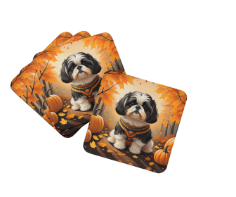 Shih Tzu Fall Foam Coasters (Color: 194030785676)