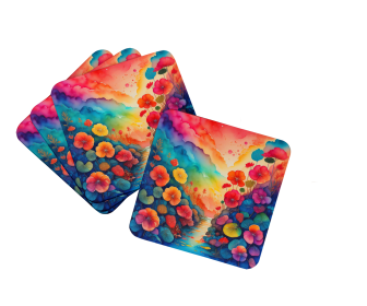 Colorful Begonias Foam Coasters (Color: 194030782743)