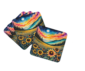 Colorful Black-eyed Susans Foam Coasters (Color: 194030782750)