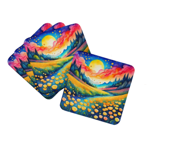 Colorful Buttercups Foam Coasters (Color: 194030782781)