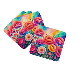 Colorful Carnations Foam Coasters (Color: 194030782835)