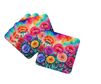 Colorful Carnations Foam Coasters (Color: 194030782842)