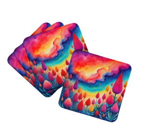 Colorful Celosia Foam Coasters (Color: 194030782859)