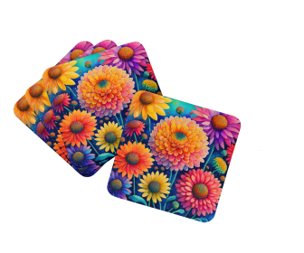 Colorful Chrysanthemums Foam Coasters (Color: 194030782880)