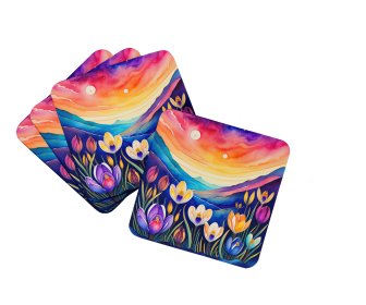 Colorful Crocus Foam Coasters (Color: 194030782897)