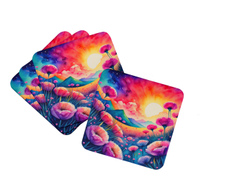 Colorful Dianthus Foam Coasters (Color: 194030782972)