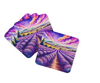 Colorful English Lavender Foam Coasters (Color: 194030782996)