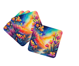 Colorful Freesia Foam Coasters (Color: 194030783023)