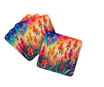 Colorful Gladiolus Foam Coasters (Color: 194030783054)