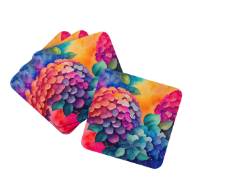 Colorful Hydrangeas Foam Coasters (Color: 194030783085)